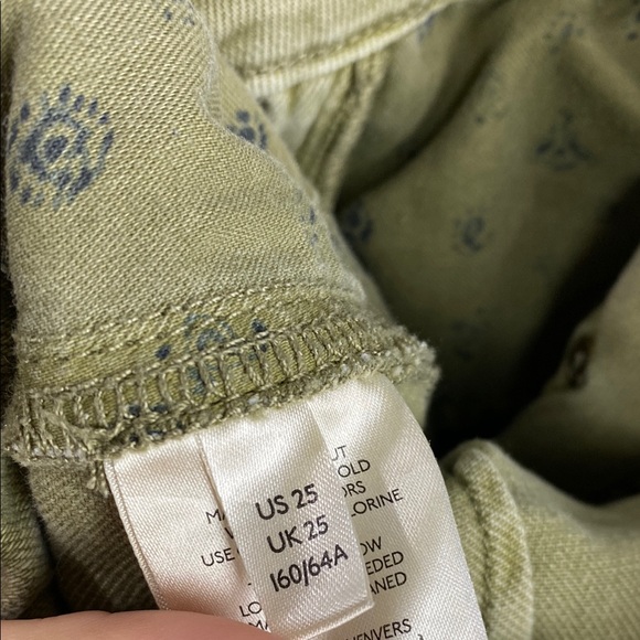 Anthropologie Pilcro Embroidered Patchwork Utility Pants - Olive Green - Size 25 - Picture 9 of 11